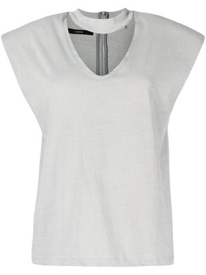 pushBUTTON halterneck short-sleeved top - Grey