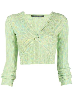 Antonino Valenti pleated knot-front crop top - Green