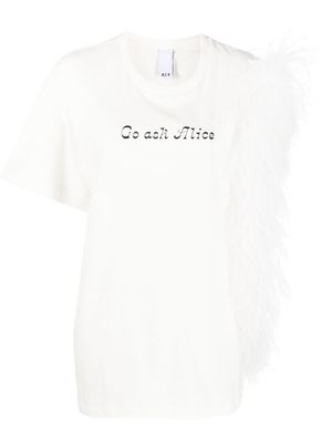 AC9 feather-detail short-sleeved T-shirt - White