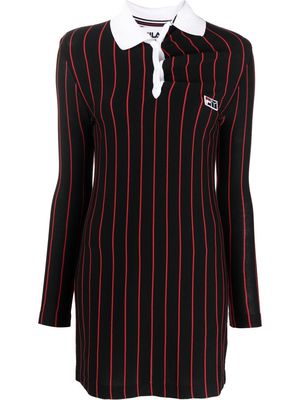 Y/Project striped logo-patch dress - Black