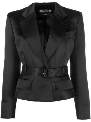TOM FORD belted-waist silk jacket - Black