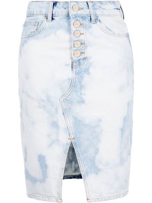 LIU JO bleached-effect denim pencil skirt - Blue