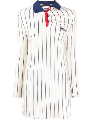 Y/Project striped logo-patch knitted dress - Neutrals