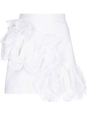 pushBUTTON ruffled mini skirt - White