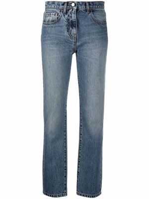 Palm Angels palm-embroidered straight-leg jeans - Blue