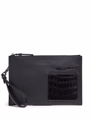 Zegna panelled clutch bag - Black