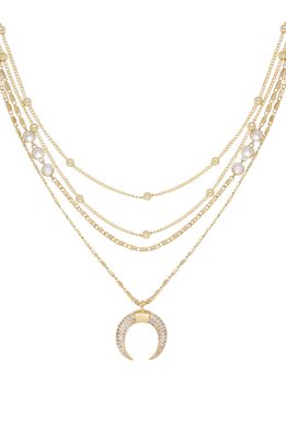 Ettika Crescent Horn Multistrand Pendant Necklace in Gold
