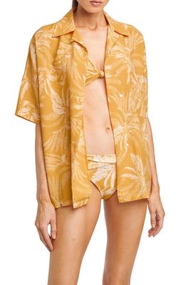 Robin Piccone Chandy Oversize Cover-Up Shirt in Dandelion