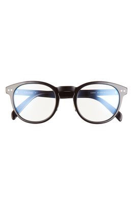 CELINE 58mm Blue Light Blocking Cat Eye Glasses in Shiny Black /Brown