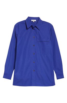 Lafayette 148 New York Greyson Organic Cotton Poplin Button-Up Shirt in Lapis Blue