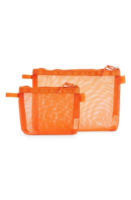 BABOON TO THE MOON Set of 2 Monomesh Pouches in Orange