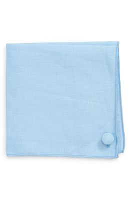 CLIFTON WILSON Baby Blue Linen Pocket Square