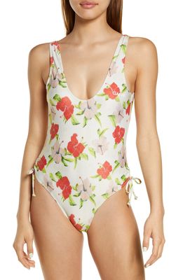 Ganni Floral Recycled Blend One-Piece Swimsuit in Hawaii Graphic