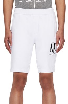 Armani Exchange Icon Logo Sweat Shorts in Solid White