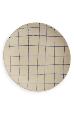 REX DESIGN Handmade Stoneware Plate in Grid Lines