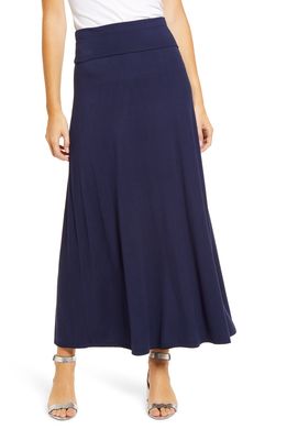 Loveappella Roll Top Maxi Skirt in Navy
