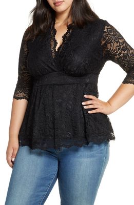 Kiyonna Linden Lace Top in Black Lace /Black Lining