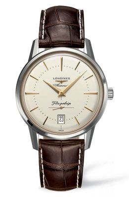 Longines Flagship Heritage Automatic Leather Strap Watch