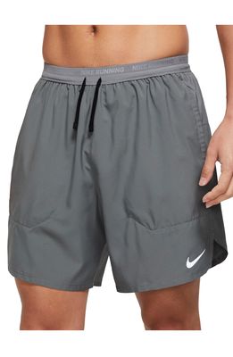 NIKE Dri-FIT Stride 2-in-1 Running Shorts in Smoke Grey/Silver