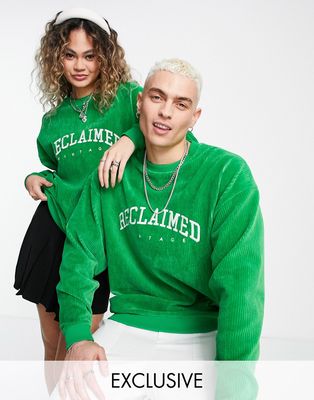 Reclaimed Vintage inspired unisex relaxed sweatshirt with front logo in green