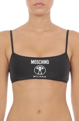 MOSCHINO Double Question Mark Logo Bikini Top in Black