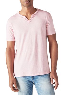 Lucky Brand Venice Button Notch Neck T-Shirt in Sea Pink