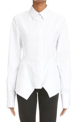Givenchy Geometric Peplum Poplin Shirt in 100-White