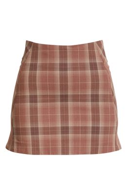 Knwls Stream Plaid Wool Blend Miniskirt in Sienna Plaid