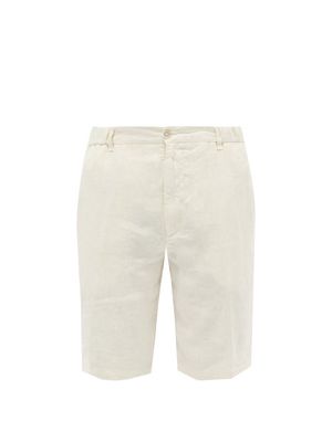 120% Lino - Linen-hopsack Shorts - Mens - Cream