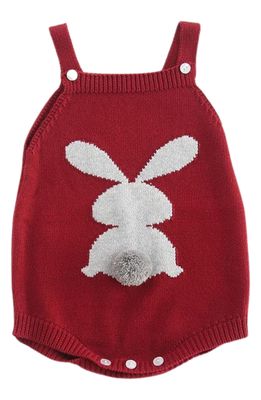 Ashmi & Co. Emilia Bunny Applique Cotton Sweater Romper in Red