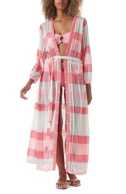 Melissa Odabash Drew Stripe Cover-Up Dress in Pink Knit