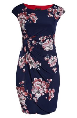 Connected Apparel Ity Faux Wrap Dress in Navy