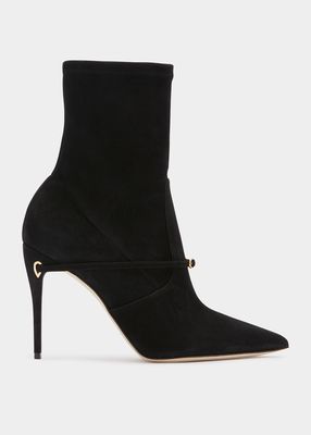 Alessio Suede Buckle Stiletto Booties