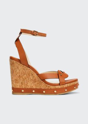 Drya Woven Leather Wedge Sandals