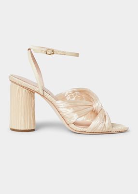 Reed Pleated Ankle-Strap Sandals