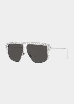 Crystal Square Metal Sunglasses