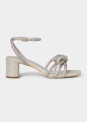 Mikel Strass Bow Ankle-Strap Sandals