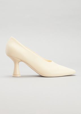 Court Leather Cone-Heel Pumps