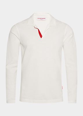 Men's Pique Taped-Placket Polo Shirt