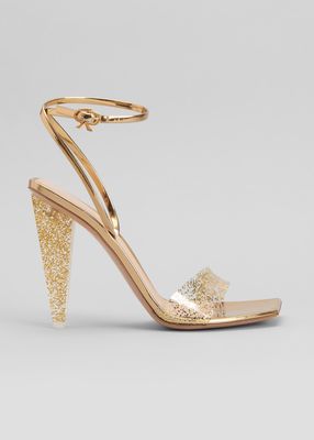Metallic Glitter Ankle-Strap Sandals
