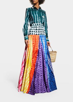Alicia Hand-Batik Cotton Rainbow Maxi Skirt
