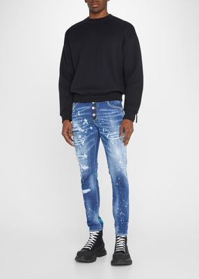 Men's Ripped Button-Fly Jeans