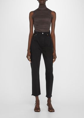 OGs Cropped Straight-Leg Frayed Jeans