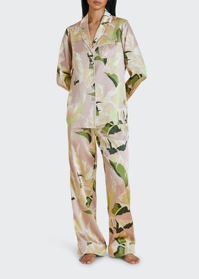 Lila Botanical-Print Long Pajama Set
