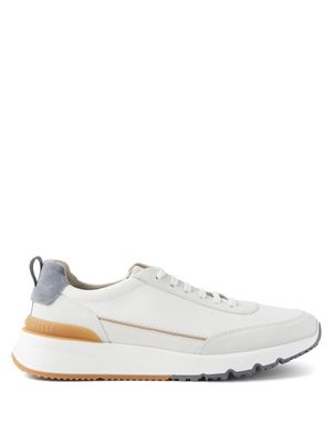 Brunello Cucinelli - Suede And Canvas Runner Trainers - Mens - White