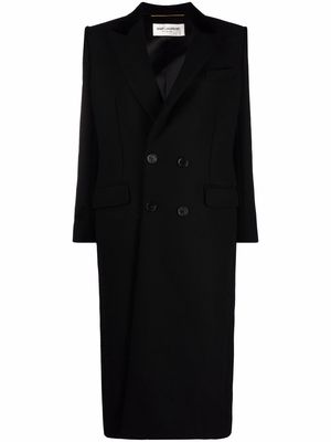 Saint Laurent double-breasted mid-length coat - Black