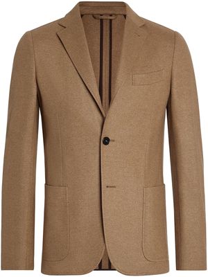 Zegna cashmere-wool single-breasted blazer - 700 BROWN