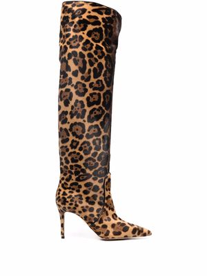 Scarosso x Brian Atwood Carra leopard-print boots - Brown