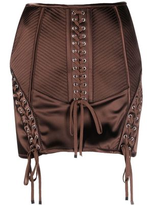 Dolce & Gabbana lace-up mini skirt - Brown