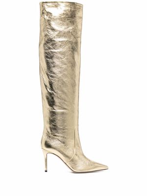 Scarosso x Brian Atwood Carra metallic-effect boots - Yellow